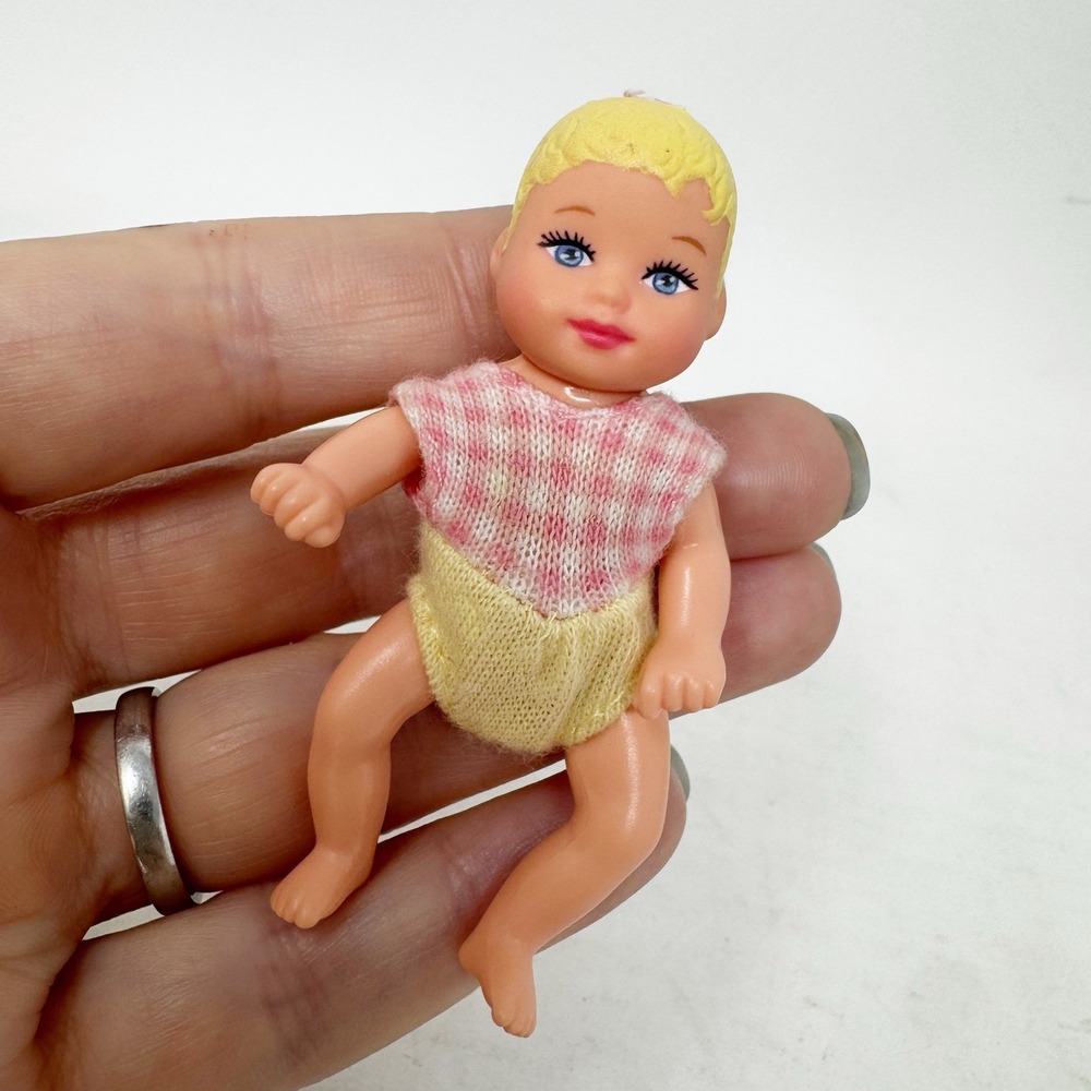 Vintage‎ Mattel Barbie Baby Krissy Bedtime Pink Yellow Articulated Blonde 1990